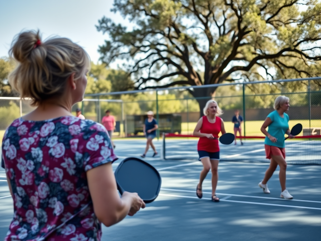 women playing pickleball